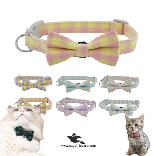 Plaid Bow Cat Collar – Adjustable & Stylish (Imported)