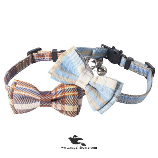 Plaid Bow Cat Collar – Adjustable & Stylish (Imported)