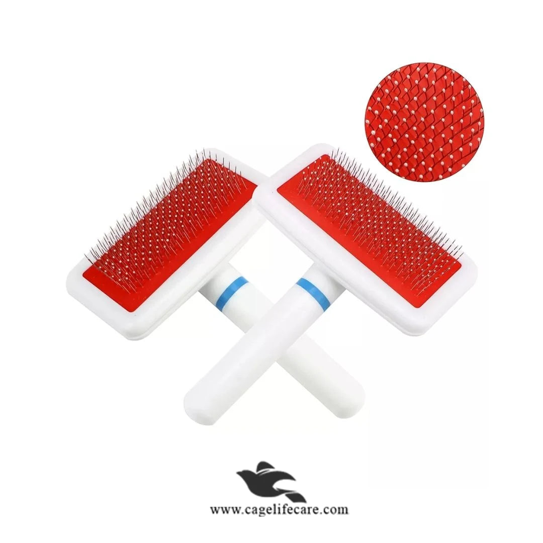 Small pet slicker brush with stainless steel pins