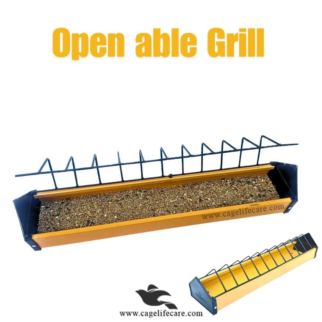 Premium Metal Feeding Tray for Poultry & Pigeons Open Able Grill