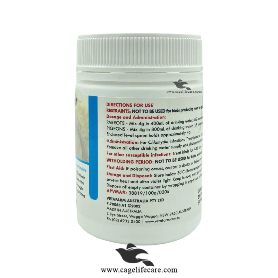 Psittavet Antibiotic – Treating Respiratory & Bacterial Diseases in Birds 100g Box and Loose Packing