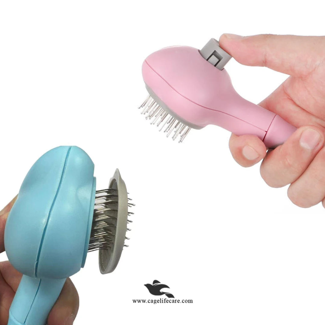 Cat Grooming Brush with Push Button Hair Remover – Rabbit Face Design