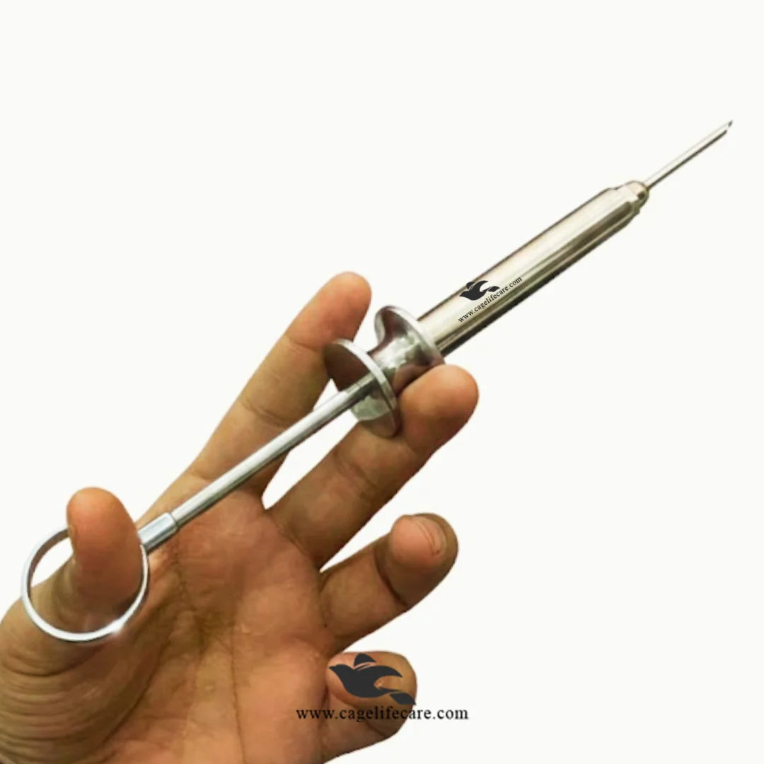 Single dose Ralgro injector for farm animals