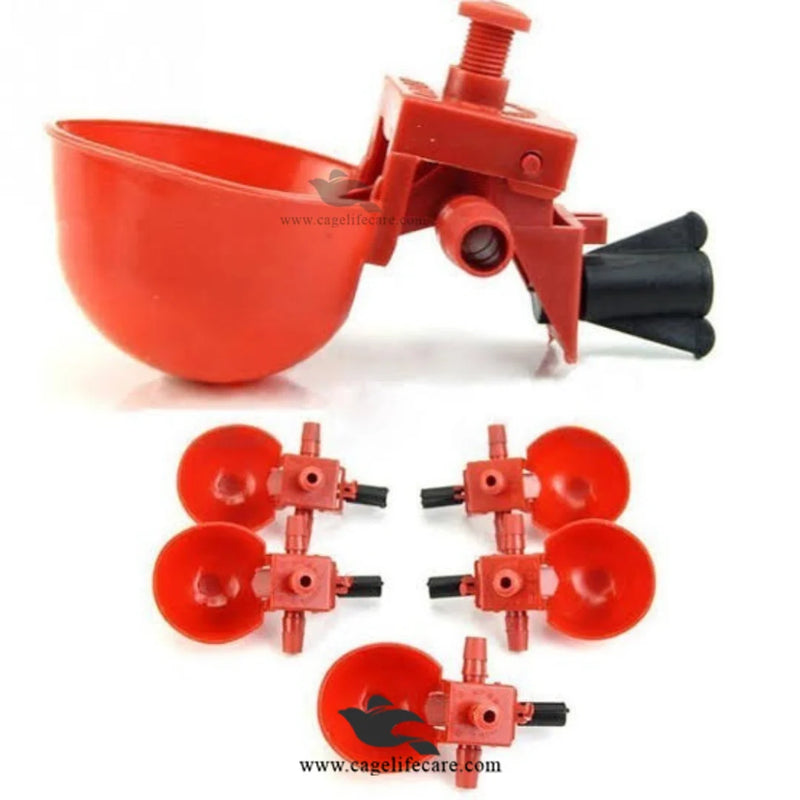 Red Auto Water Cup Drinker for Pigeons & Poultry