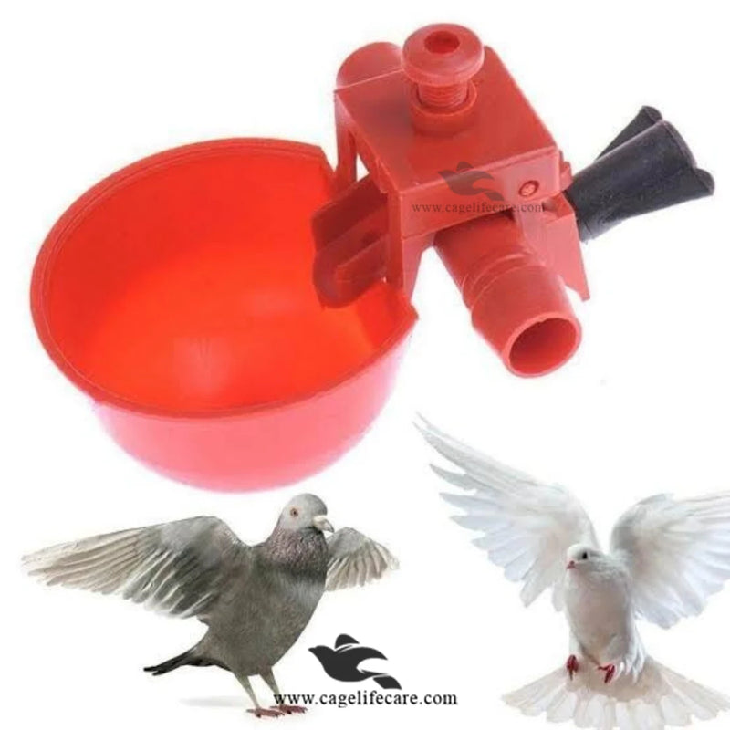 Red Auto Water Cup Drinker for Pigeons & Poultry