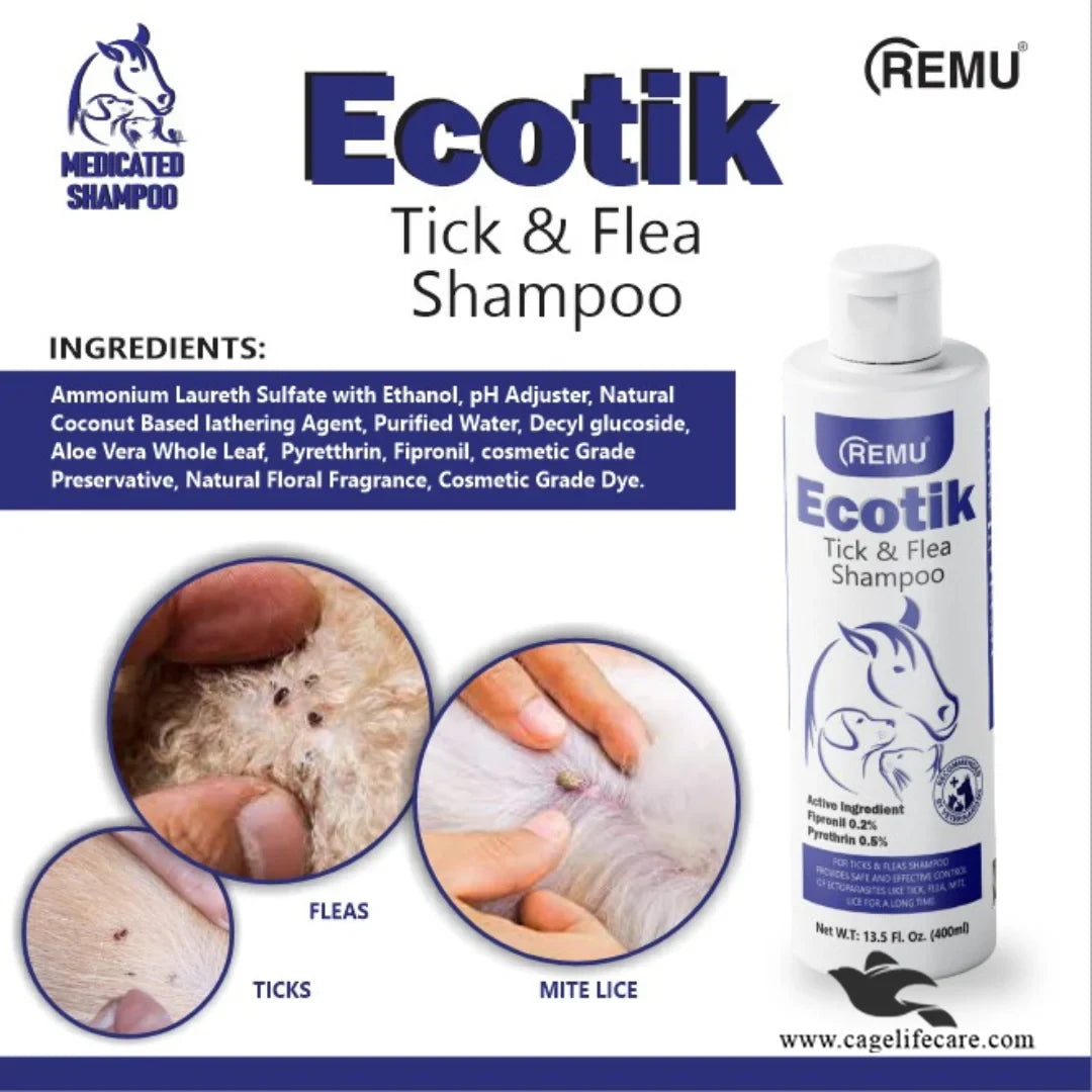 Remu Ecotik Tick & Flea Shampoo for Cats & Dogs