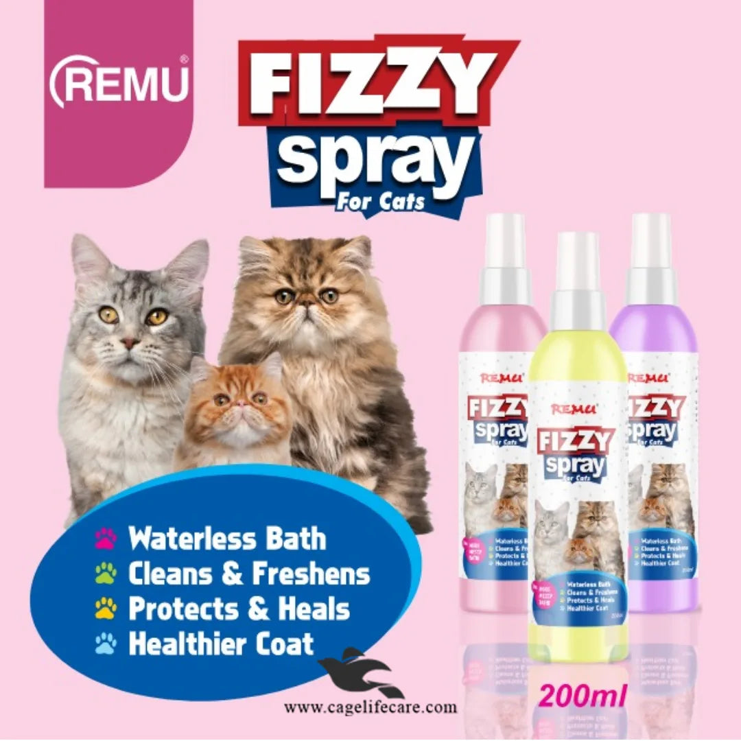 Remu Fizzy Spray Cat & Kitten 200ml – Waterless Bath