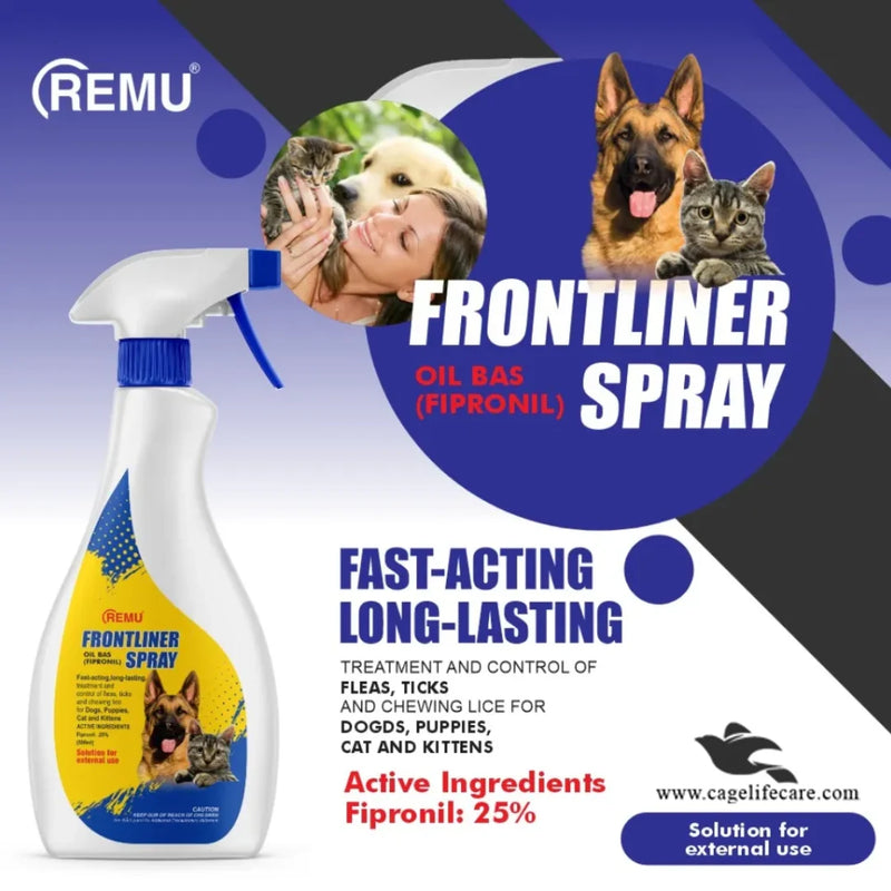 Remu Frontliner – Tick & Flea Spray for Dogs & Cats