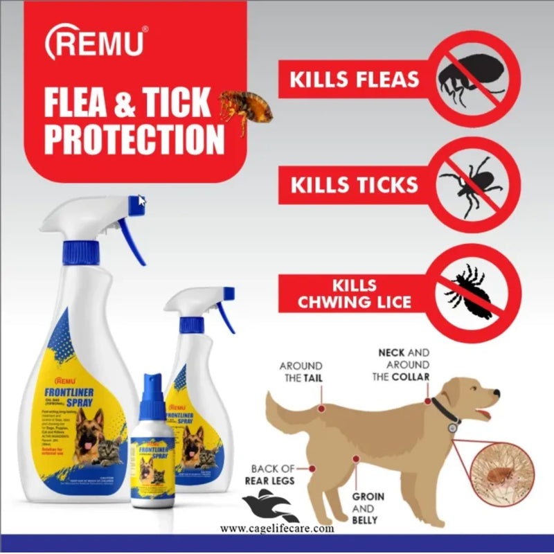 Remu Frontliner – Tick & Flea Spray for Dogs & Cats
