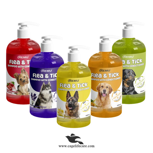 Remu Groomer Flea & Tick Shampoo with Conditioner 600ml - For Dogs & Puppy