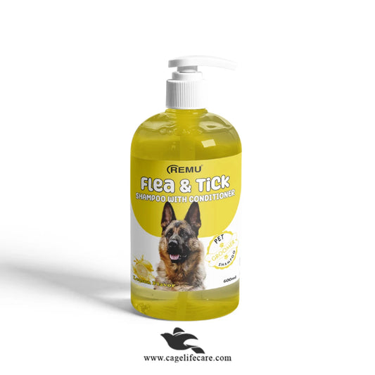 Remu Groomer Flea & Tick Shampoo with Conditioner 600ml - For Dogs & Puppy LEMON FLAVOR