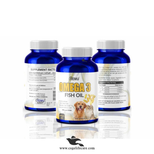 Remu Omega 3 Fish Oil Supplements for Cats & Dogs – 120 Softgels
