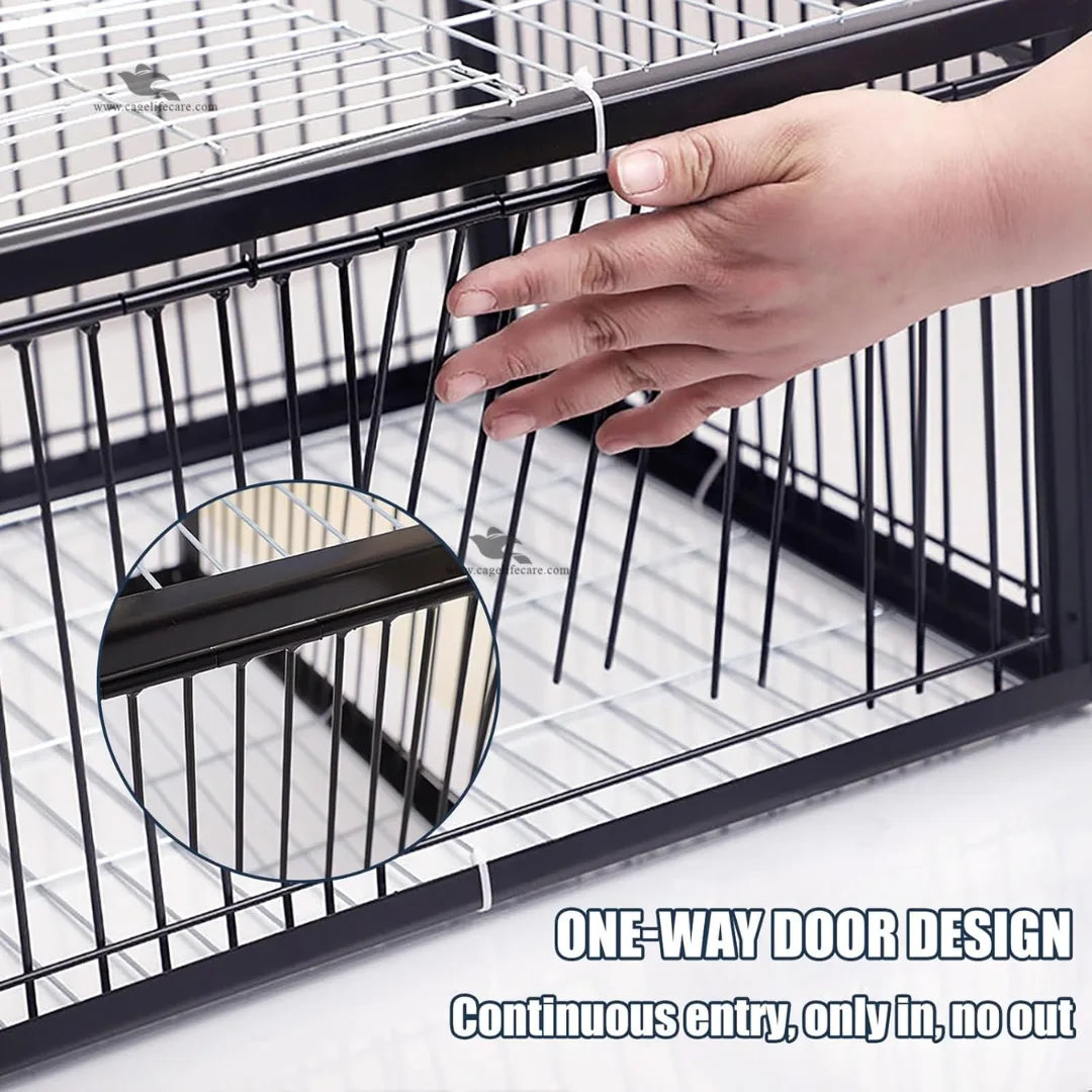 Pigeon Trap Cage – Foldable Metal, 4-Sided Entry