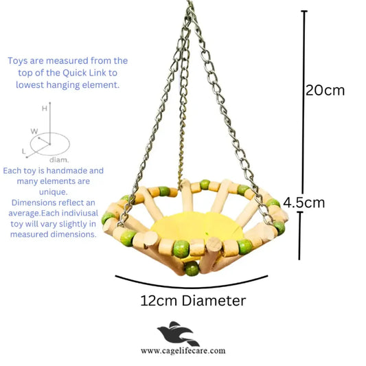Round Beads Bird Sitting Toy with Natural Wood