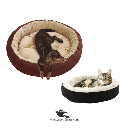 Round Soft Best Cat Beds for Pets – Large Size (21 x 17 Inches)