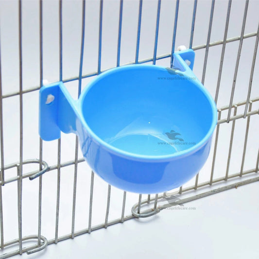 Round Water and Softfood Pot Bowl with Adjustable Hooks