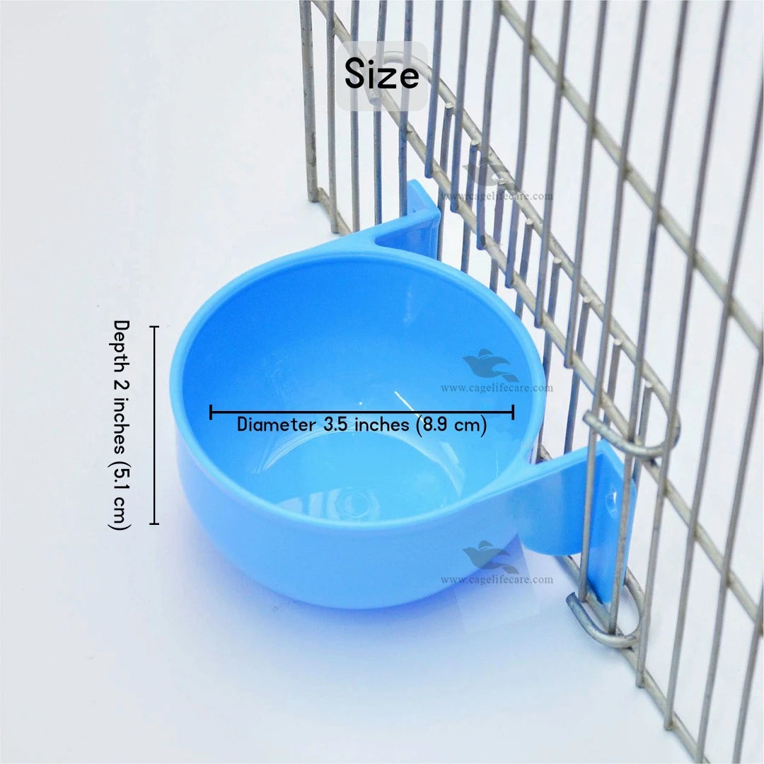 Round Water and Softfood Pot Bowl with Adjustable Hooks