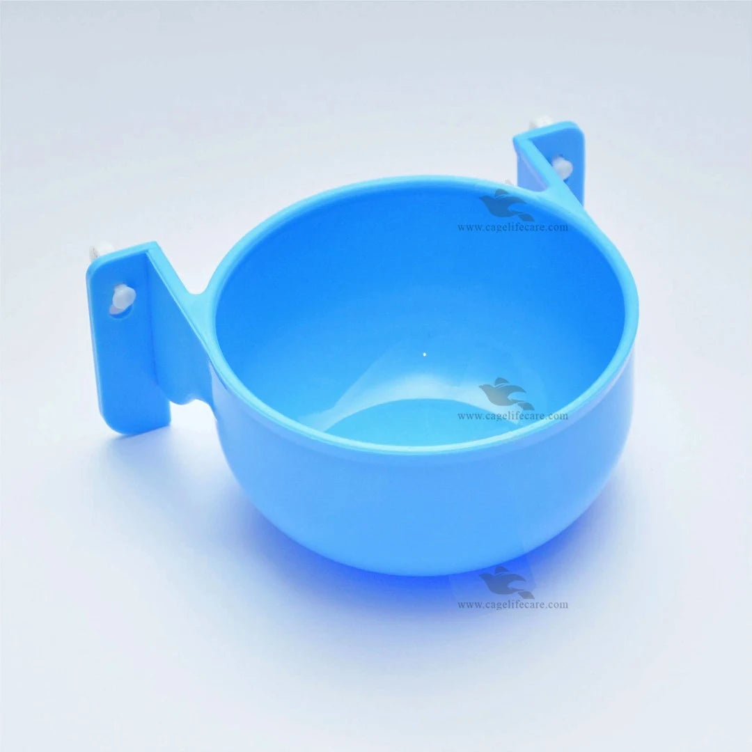 Round Water and Softfood Pot Bowl with Adjustable Hooks