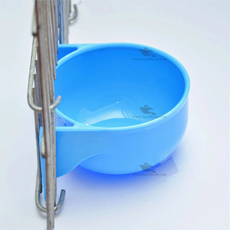 Round Water and Softfood Pot Bowl with Adjustable Hooks