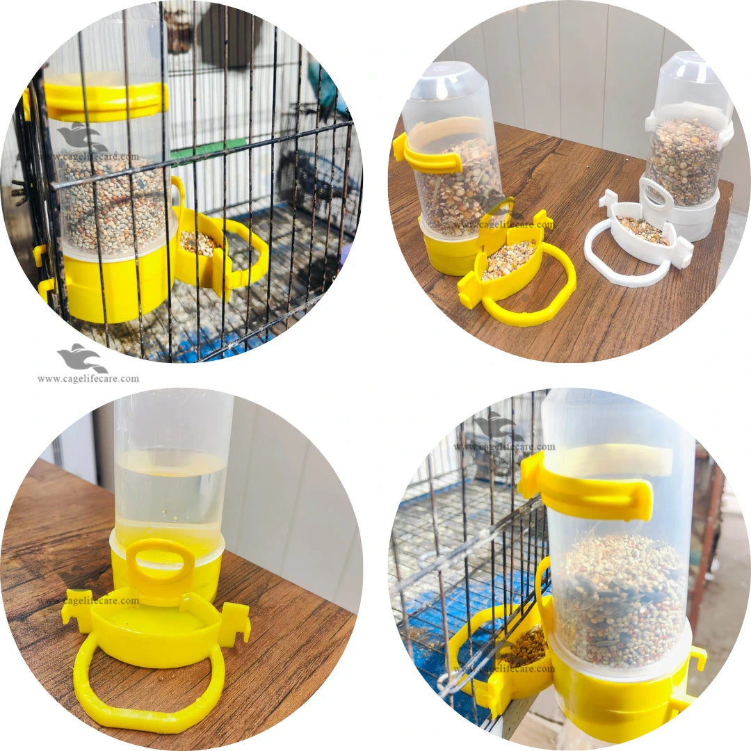 Silo Shutter Door Feeder & Drinker - 350ml for Birds for seeds and water automatic