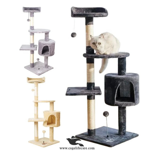 Single Round House Cat Scratcher Post 107CM with 3 sits