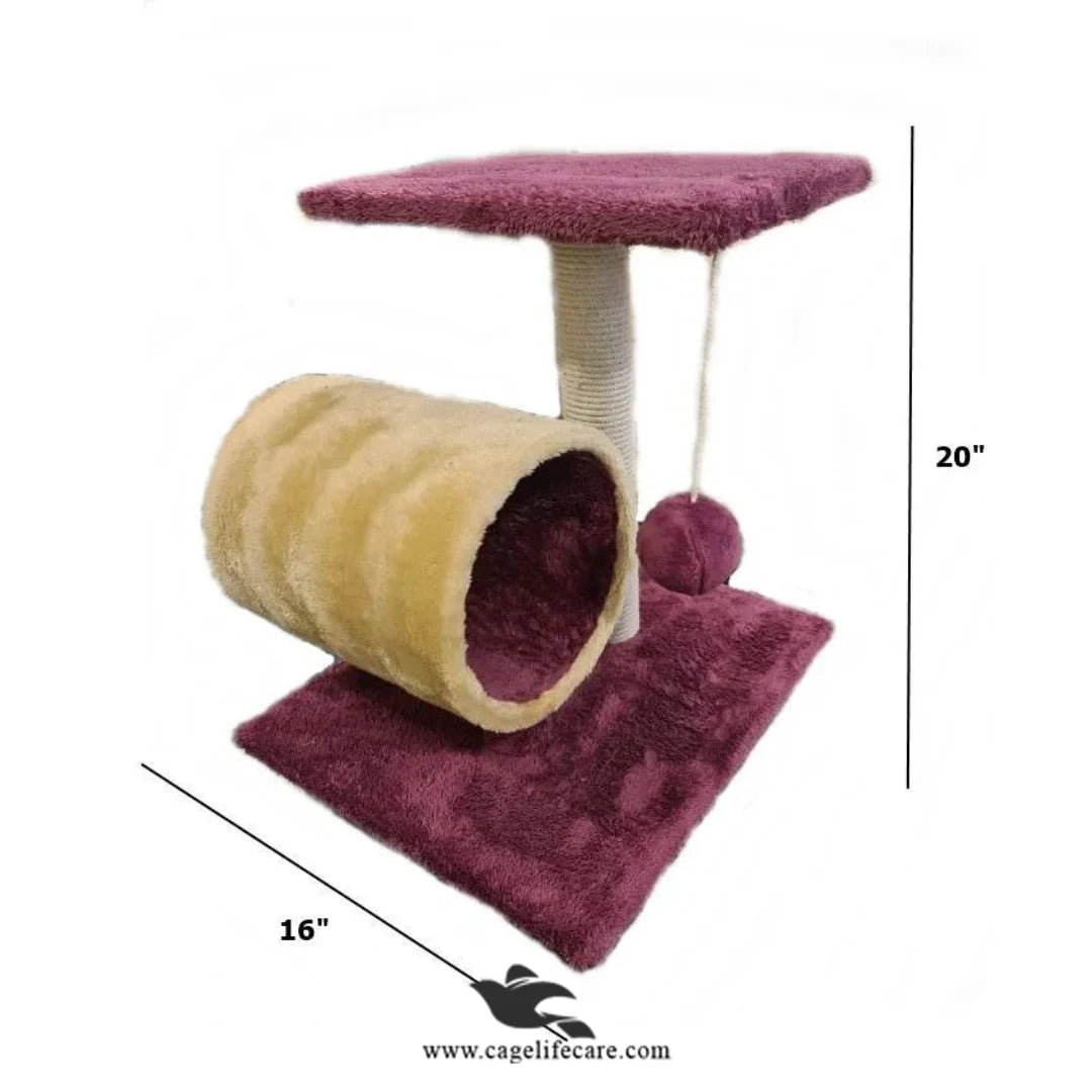 Compact 55cm cat tower with top sit and ball