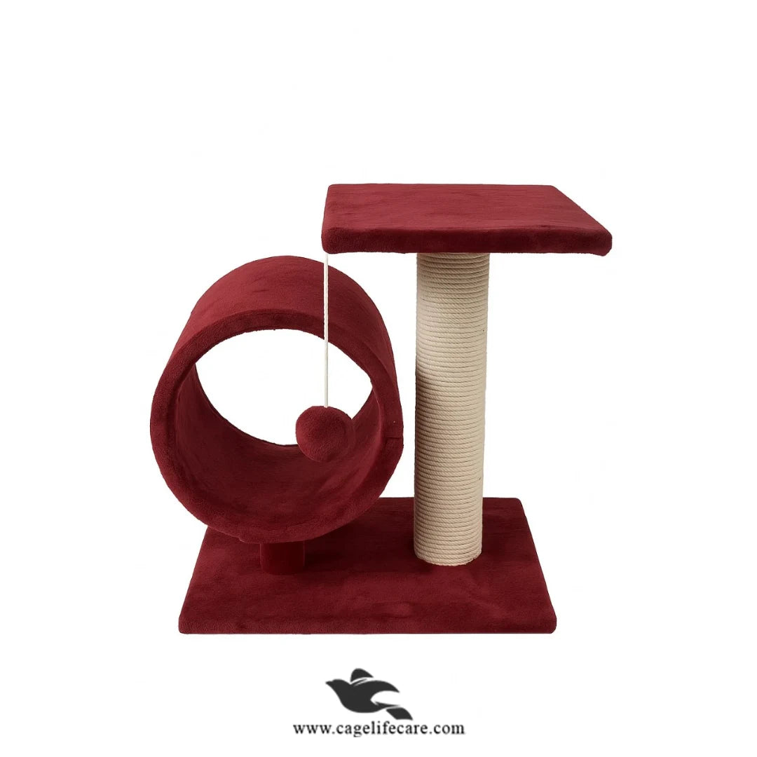 Cat scratching post with perch and round hole