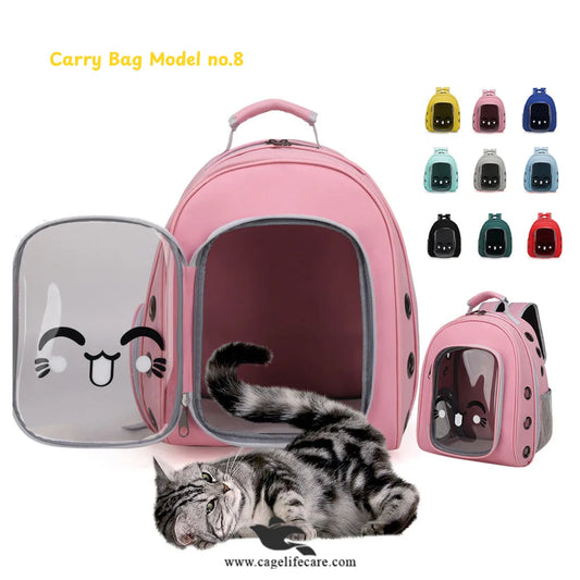 Smily Face Pet Carry Bag for Cats & Small Dogs – Portable Travel Backpack (M#8)