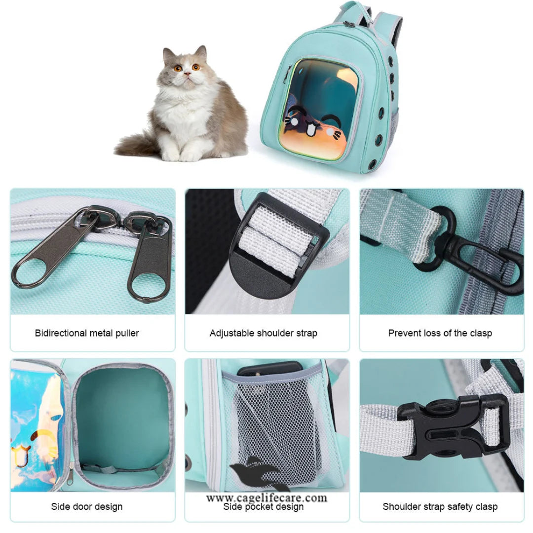 Smily Face Pet Carry Bag for Cats & Small Dogs – Portable Travel Backpack (M#8)