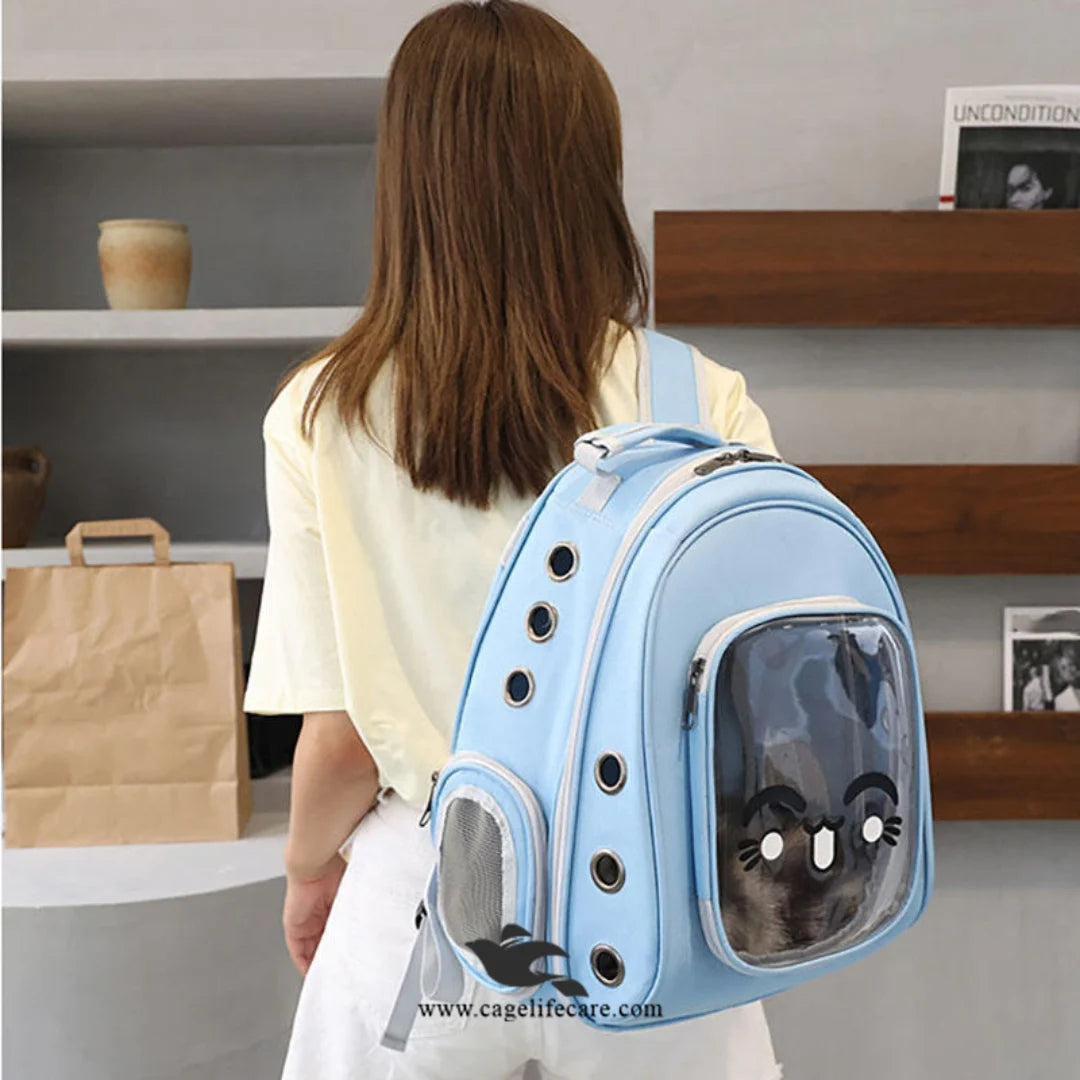 Smily Face Pet Carry Bag for Cats & Small Dogs – Portable Travel Backpack (M#8)