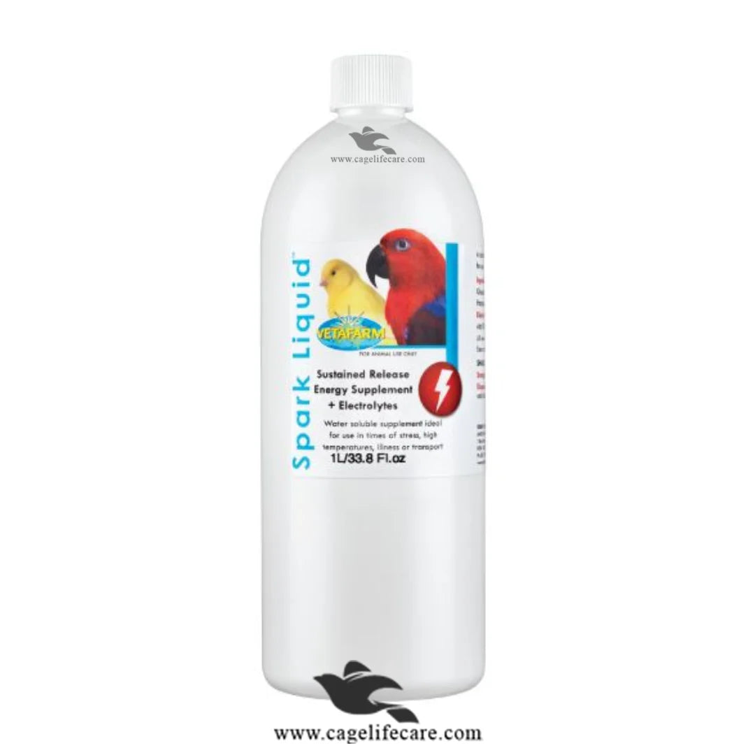 Spark Electrolyte – Sustained Release Energy & Hydration for Birds 1 Liter  bottle and loose packing