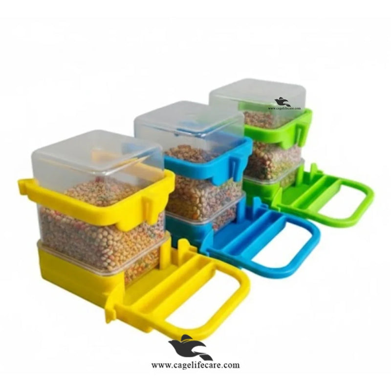 Square Seed Hopper 250g Bottle for Finches & Small Parrots – Automatic Feeder