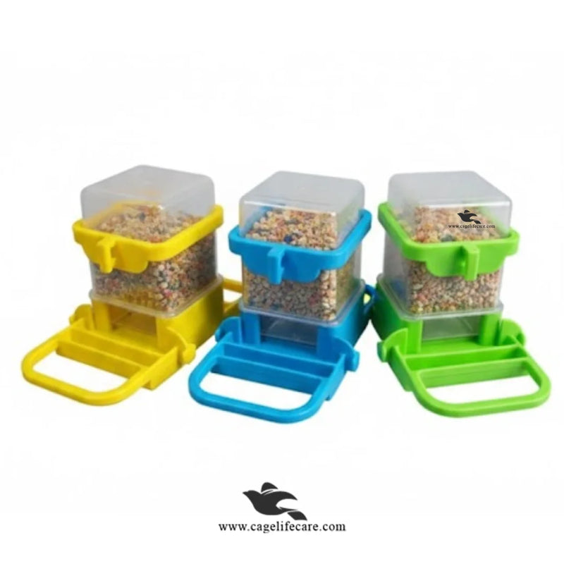 Square Seed Hopper 250g Bottle for Finches & Small Parrots – Automatic Feeder