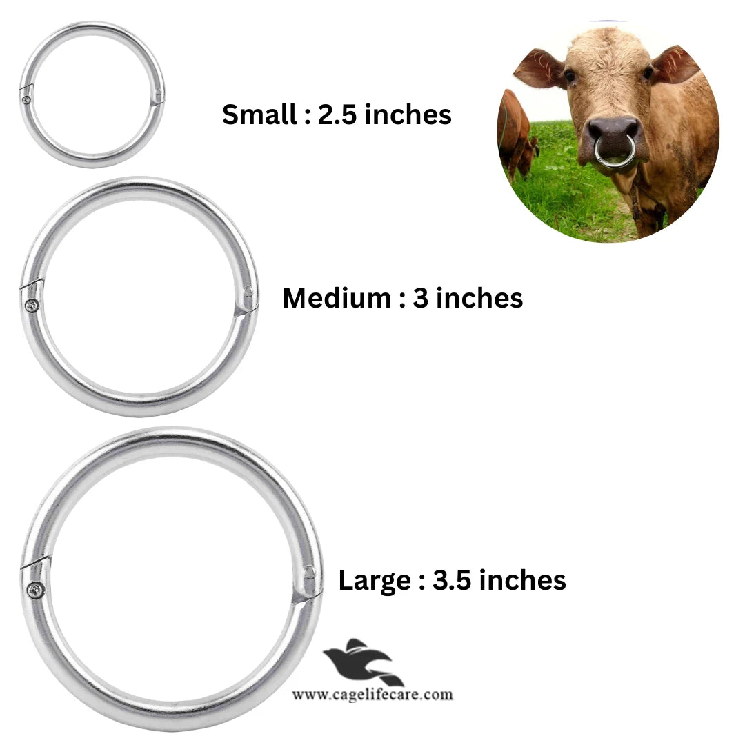 Stainless Steel Bull Nose Ring – Cow Nose Ring Livestock Equipment for Cattle Control & Farm Use
