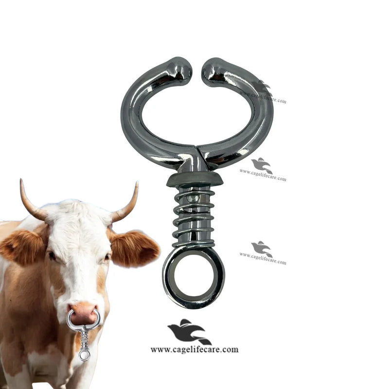 Stainless Steel Bull Nose Ring with Spring – Livestock Control Tool