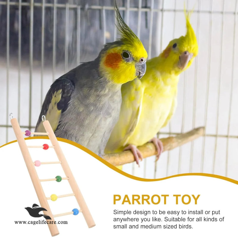 Stiff Totority Wooden Bird Climbing Ladder Toy – Natural Wood Ladder for Parrots & Birds