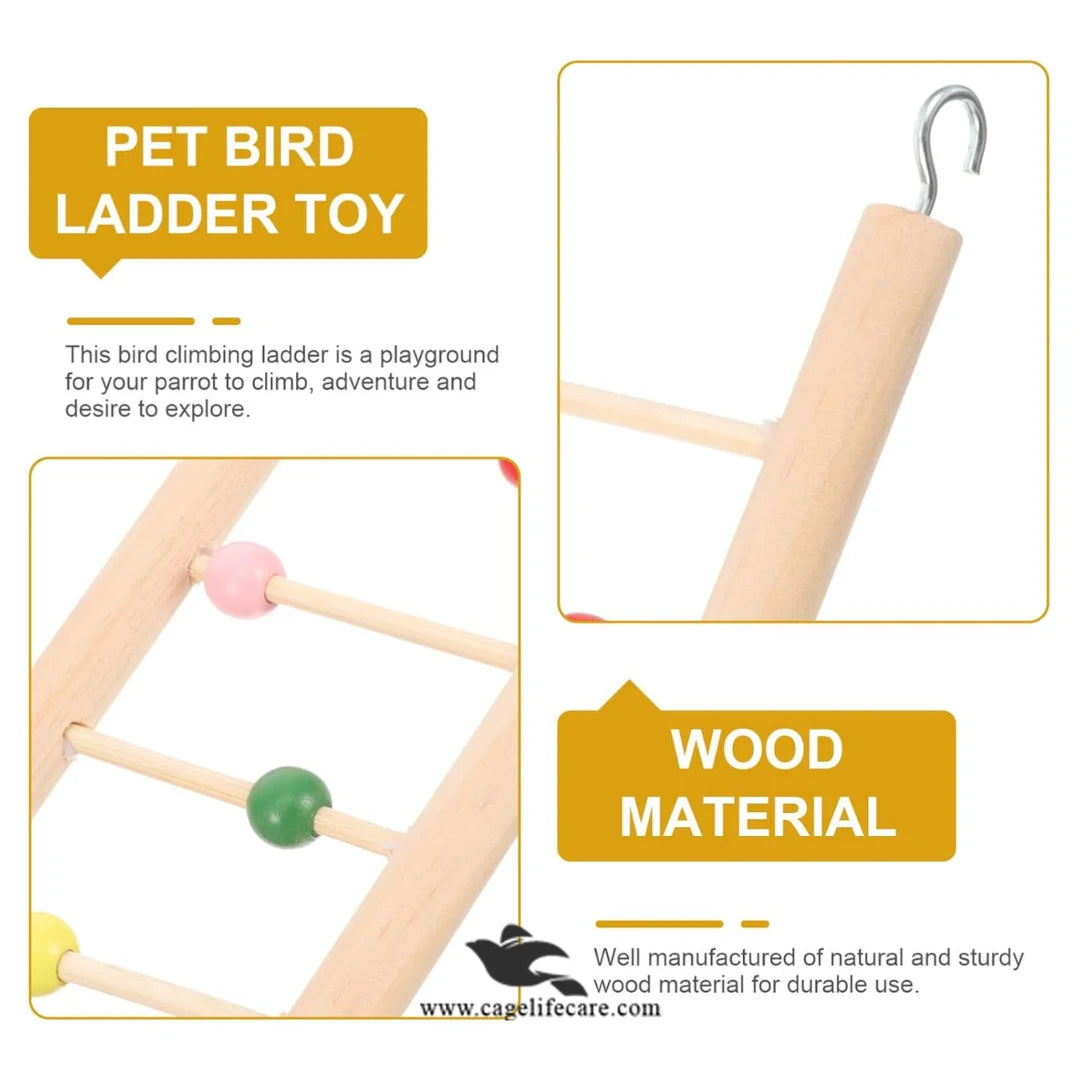 Stiff Totority Wooden Bird Climbing Ladder Toy – Natural Wood Ladder for Parrots & Birds
