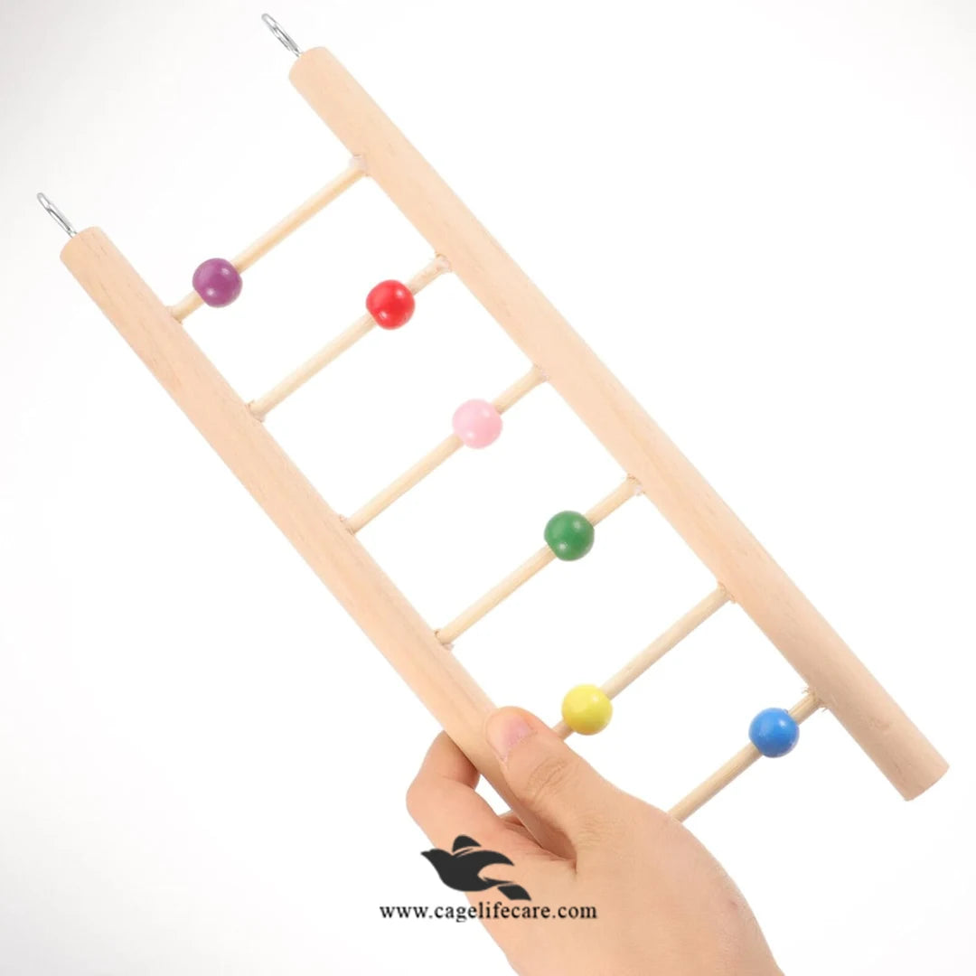Stiff Totority Wooden Bird Climbing Ladder Toy – Natural Wood Ladder for Parrots & Birds