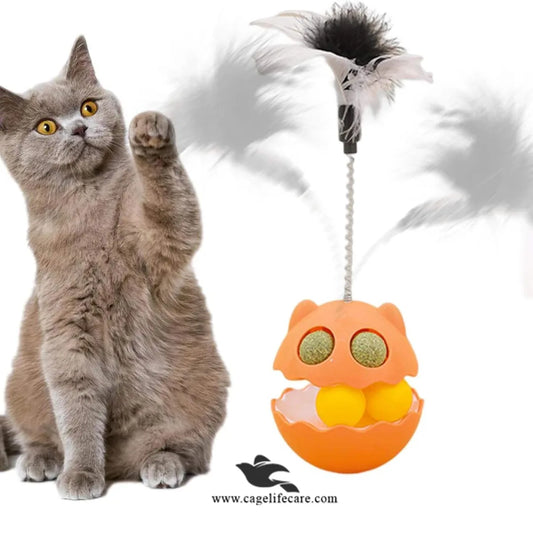Tumbler Cat Toy with Catmint Roller and Feather