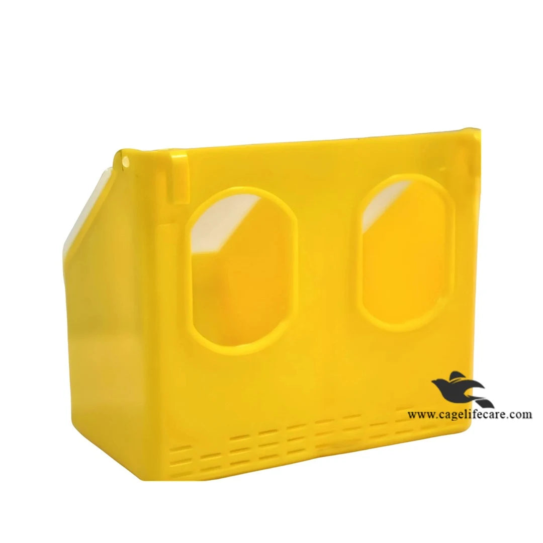 Two Hole Feeder – Designed for Feeding Pigeons & Hens - yellow color