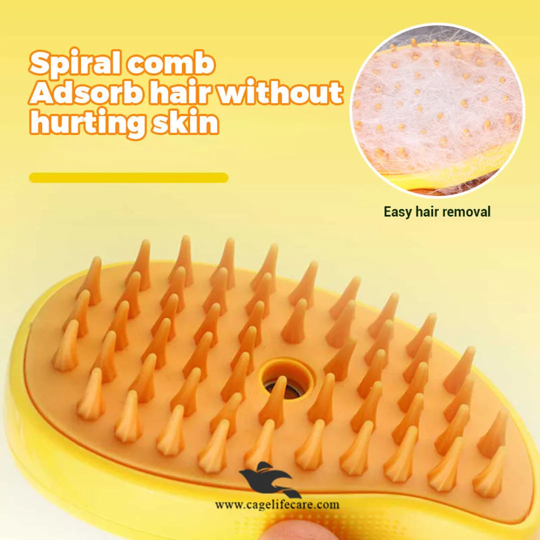 Electric steam grooming brush for short and long hair pets