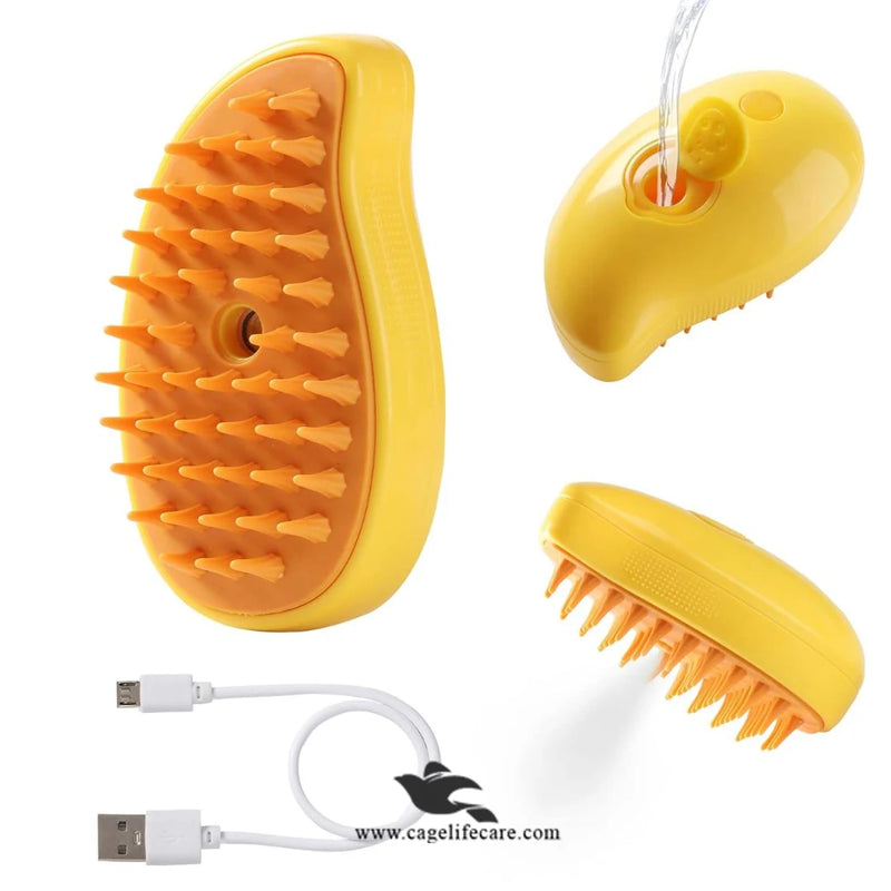 USB Rechargeable Steam Brush for Pets – Cat & Dog Bath Massage Comb