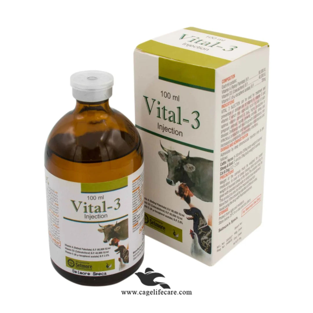 Vital-3 Injection – Vitamins A, D3 & E for Livestock and Pet