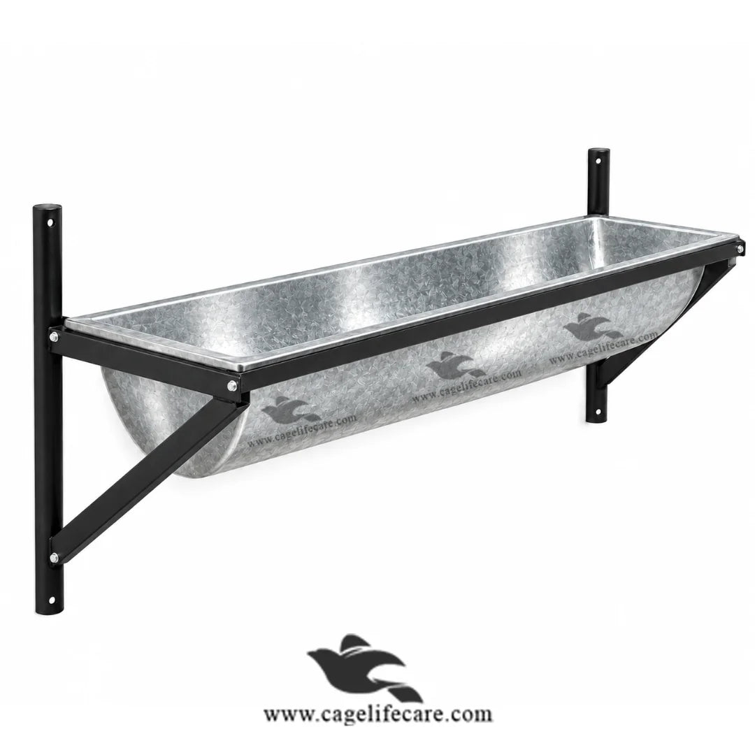 Folding iron livestock feeder frame for plastic and steel buckets