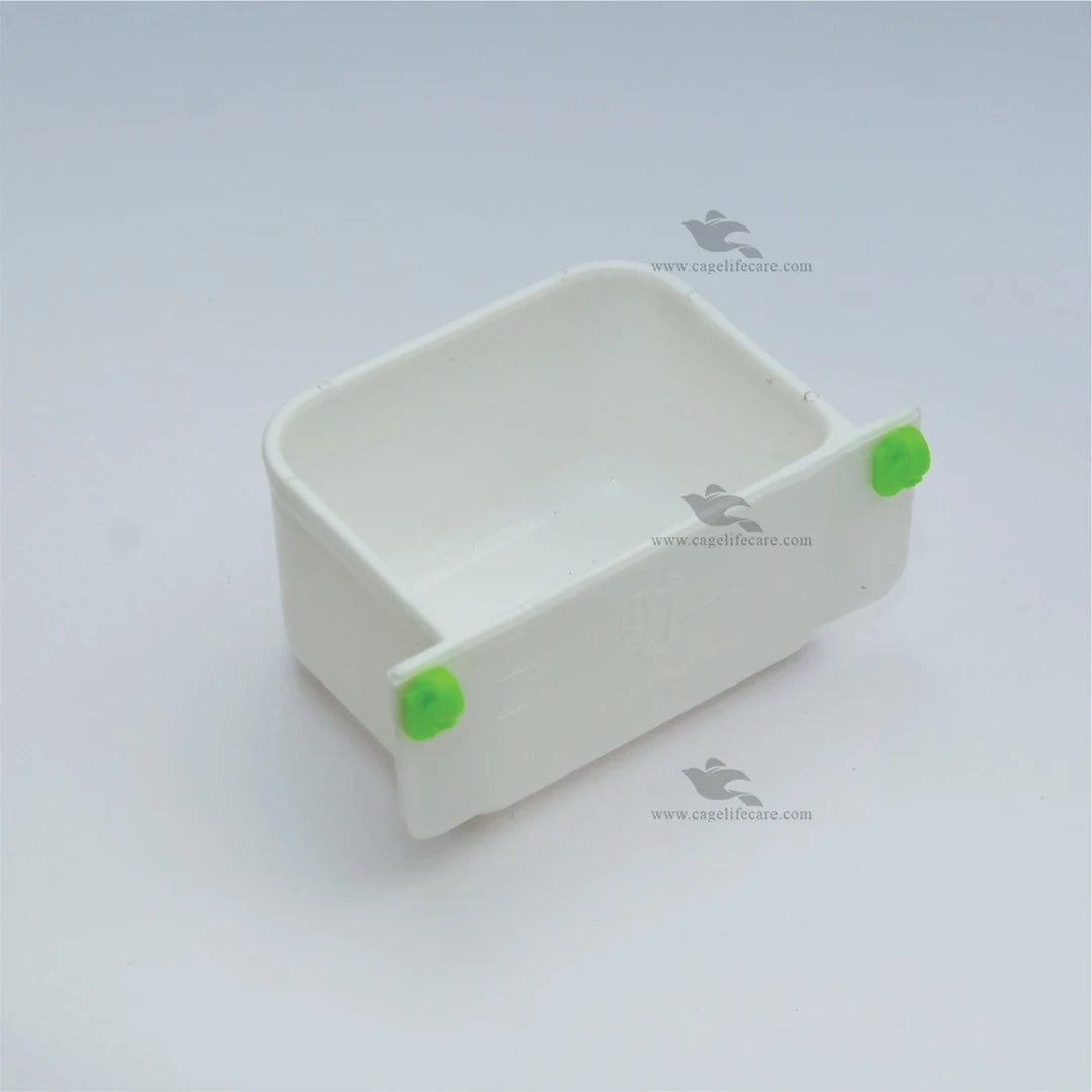 Water And Seed Pot with ML Marking For All Cage Birds white
