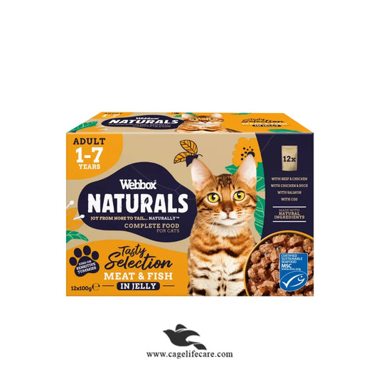 Webbox Naturals Wet Cat Food Pouches – 100g Meat & Fish in Jelly