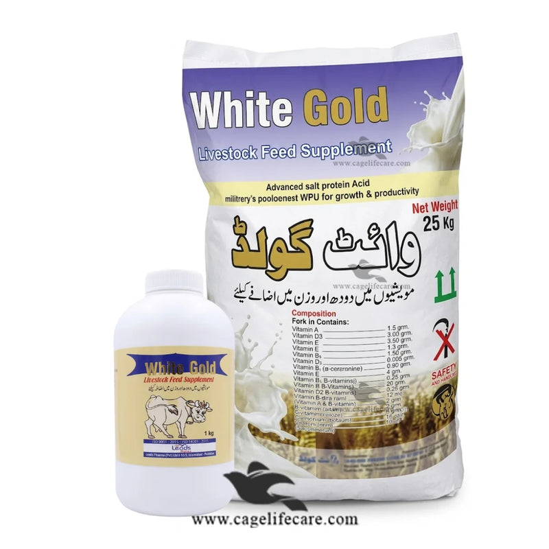 White Gold Livestock Feed Supplement — Mineral and Vitamin Premix for Cattle, Dairy, Buffalo and Goats