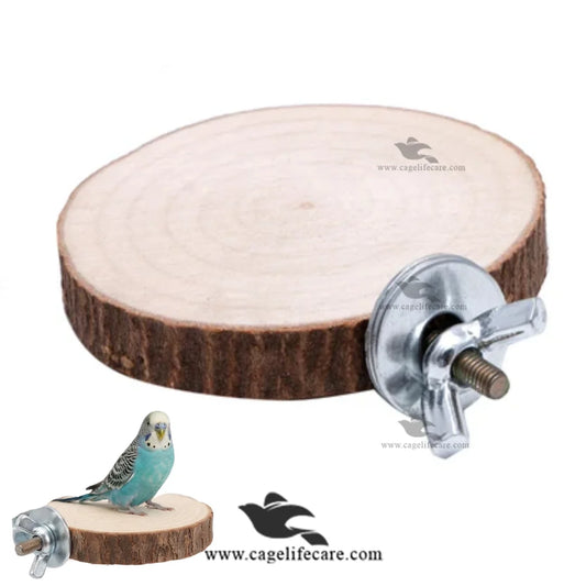 Natural wooden nut stand perch for birds and parrots