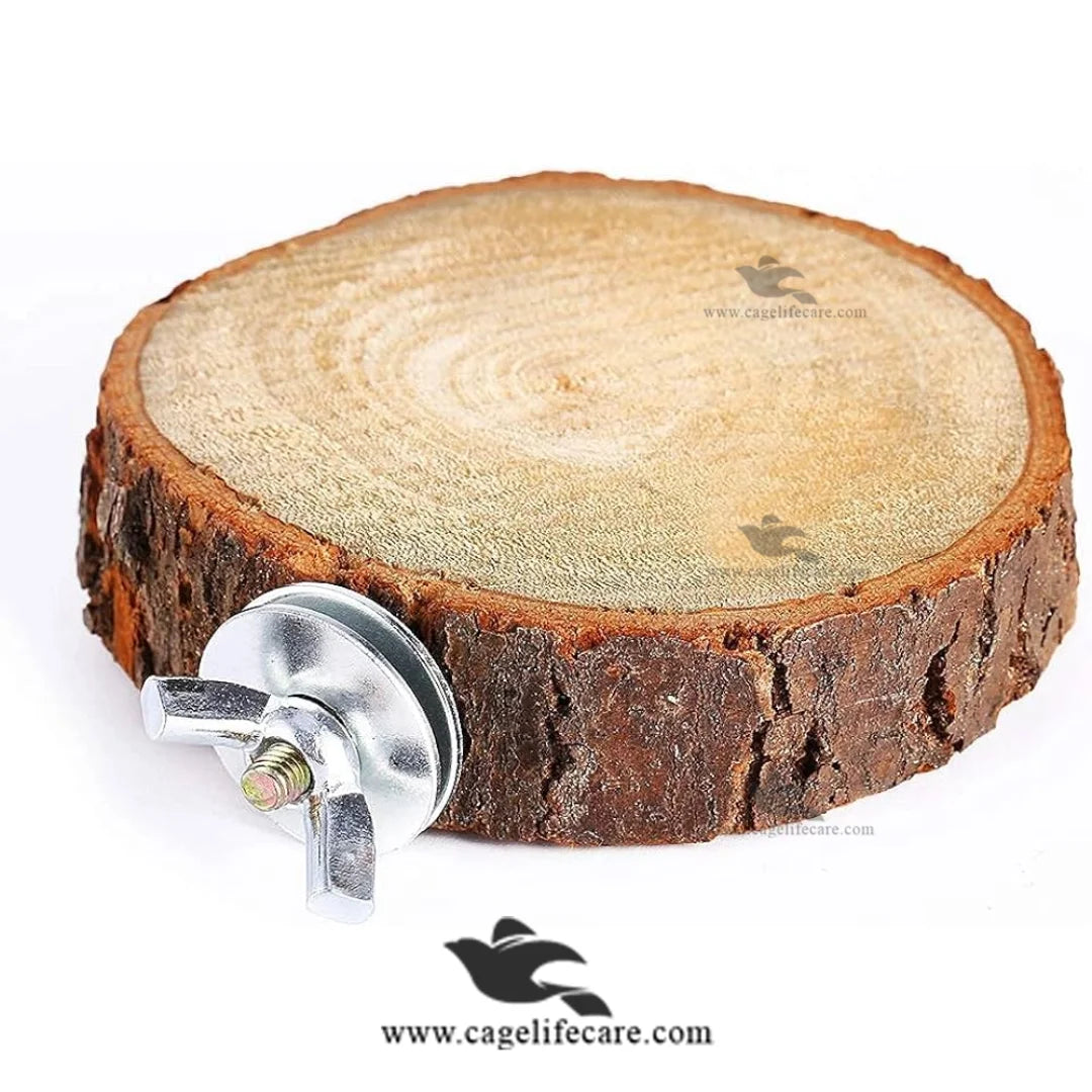 Natural wooden bird toy and resting platform