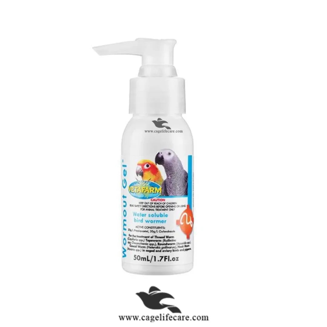 Wormout Gel (Vetafarm) – Effective Bird Wormer for Pigeons & Aviary Birds 50ml Bottle - Deworming for birds
